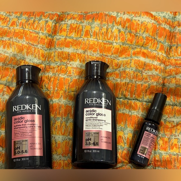 Redken Acidic Color Gloss Shiny Vibrant Hair Shampoo Conditioner Heat Treat Set - Picture 4 of 5